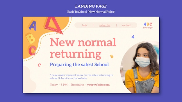 PSD back to school template landing page