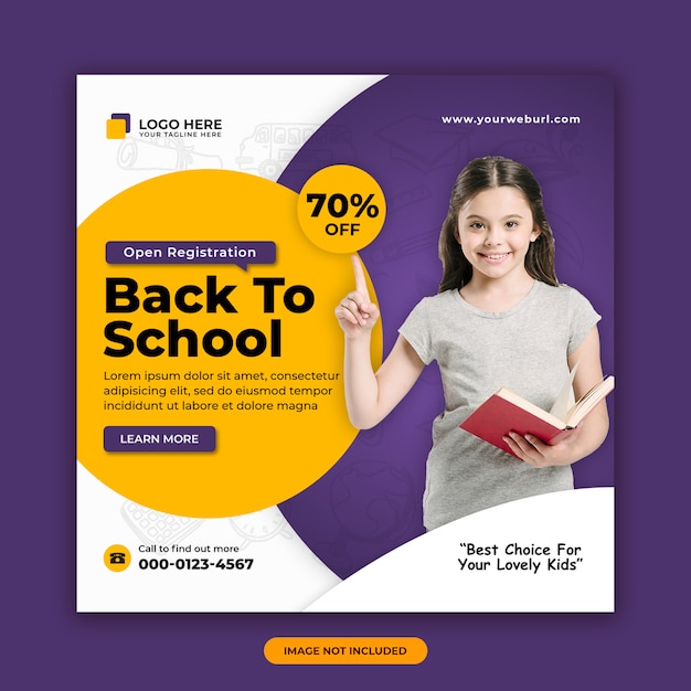 Back to school zulassung social media post banner design-vorlage