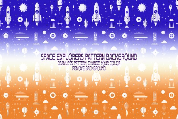 background texture with space explorers shuttles planets and stars editable psd pattern