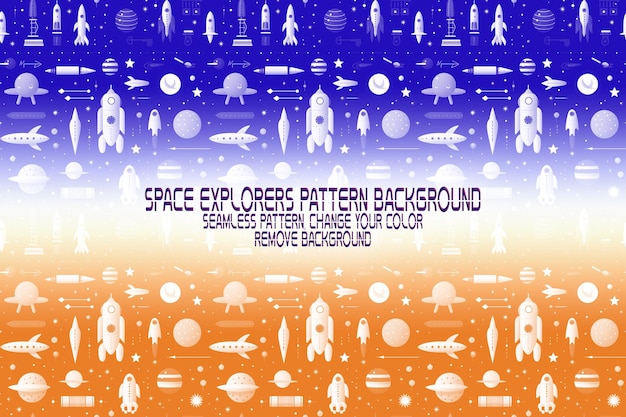 background texture with space explorers shuttles planets and stars editable psd pattern
