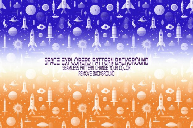 background texture with space explorers shuttles planets and stars editable psd pattern