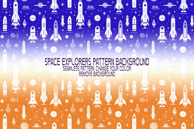 background texture with space explorers shuttles planets and stars editable psd pattern