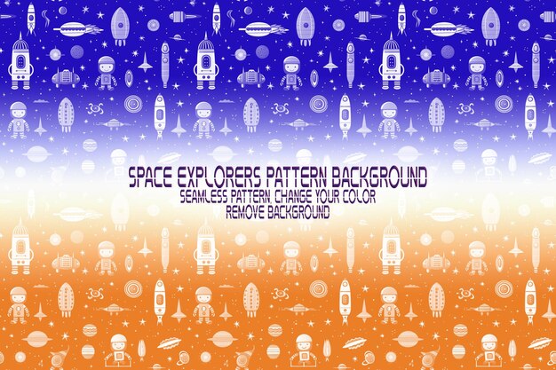 background texture with space explorers shuttles planets and stars editable psd pattern
