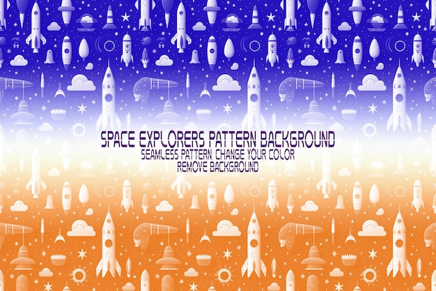 background texture with space explorers shuttles planets and stars editable psd pattern
