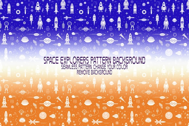 background texture with space explorers shuttles planets and stars editable psd pattern