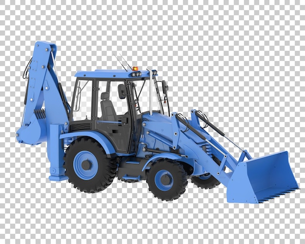 backhoe loader on transparent background 3d rendering illustration
