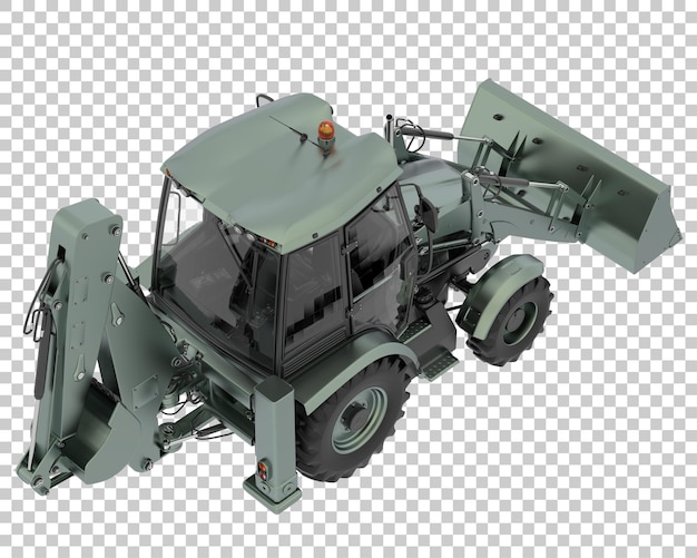 backhoe loader on transparent background 3d rendering illustration