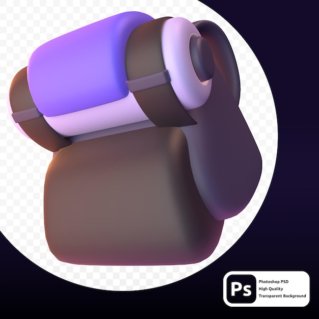 Backpack in 3D render for graphic asset travel