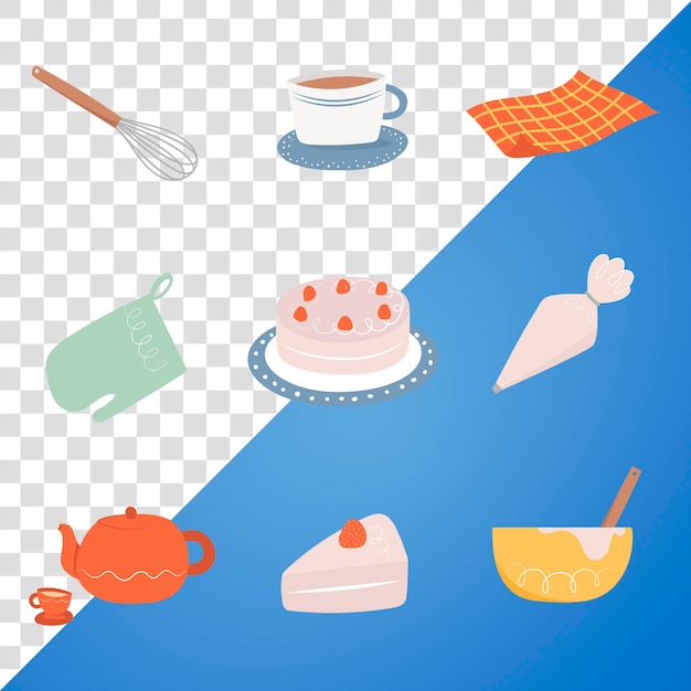 Backwaren, Kuchen, süßes Design, durchsichtiger Hintergrund