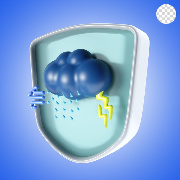 bad weather with shield background icon 3d render