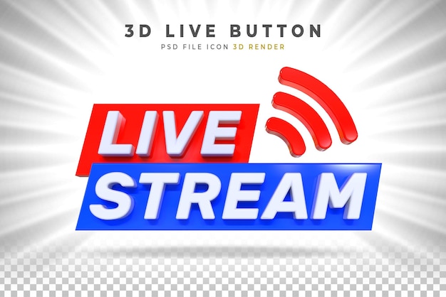 Badge 3D de diffusion en direct isolé