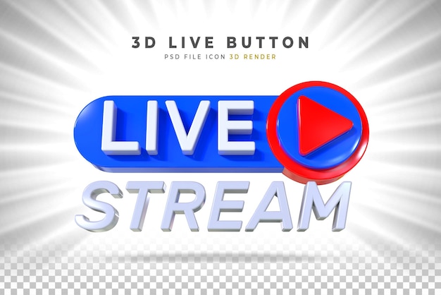 Badge 3D de diffusion en direct isolé