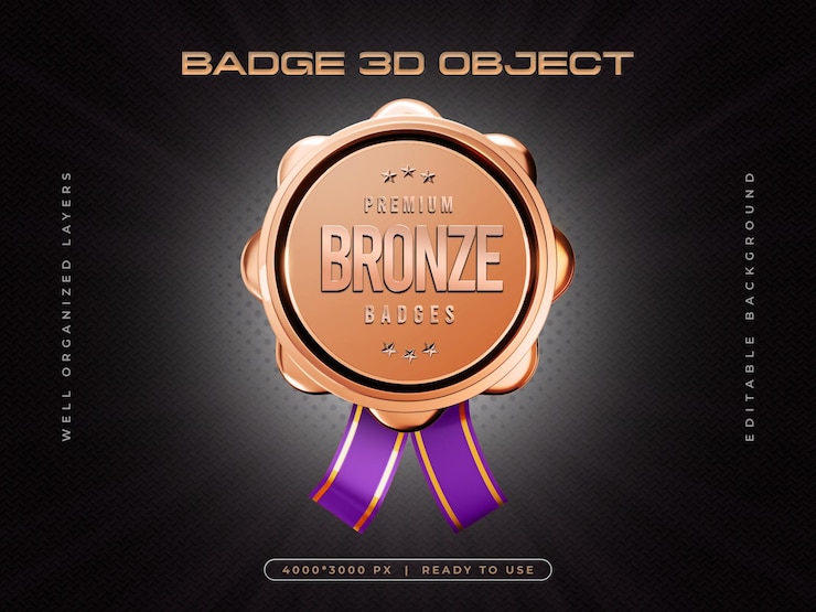 PSD badge 3d render para a composição do prêmio de campeão
