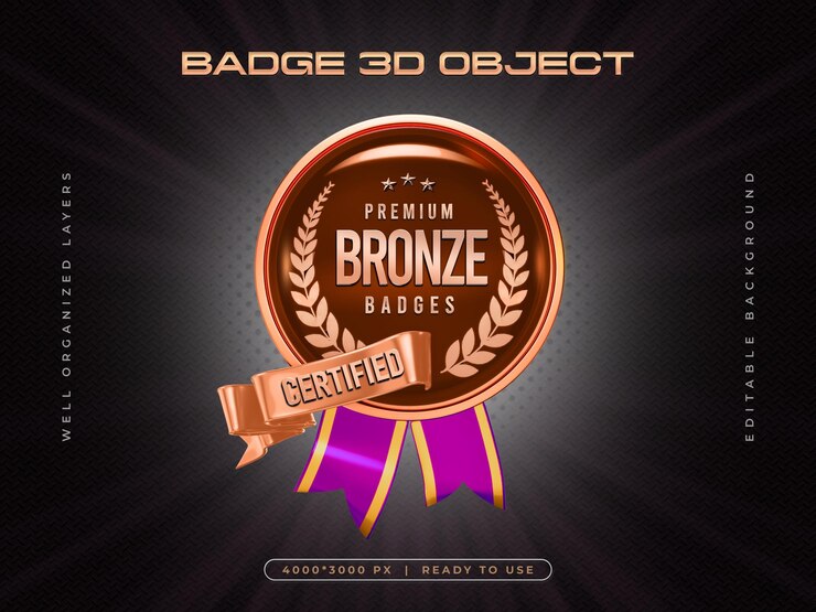 PSD badge 3d render para a composição do prêmio de campeão