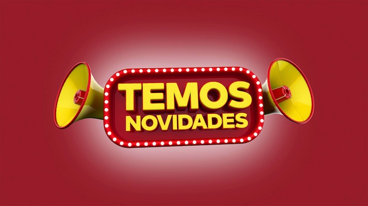 PSD badge 3d 'temos novidades'