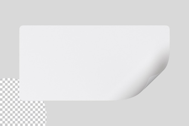 Badge adesivo rettangolare bianco con angolo piegato