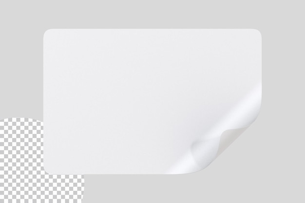 Badge adesivo rettangolare bianco con angolo piegato