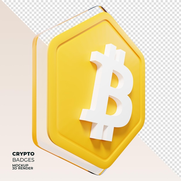 Badge Bitcoin Vue De Gauche Pièce De Rendu 3d