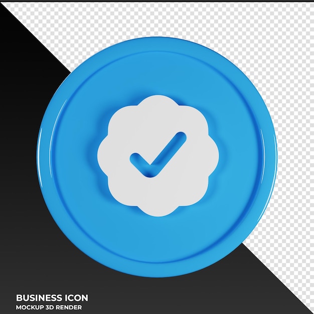 PSD badge check business icon 3d render ilustración