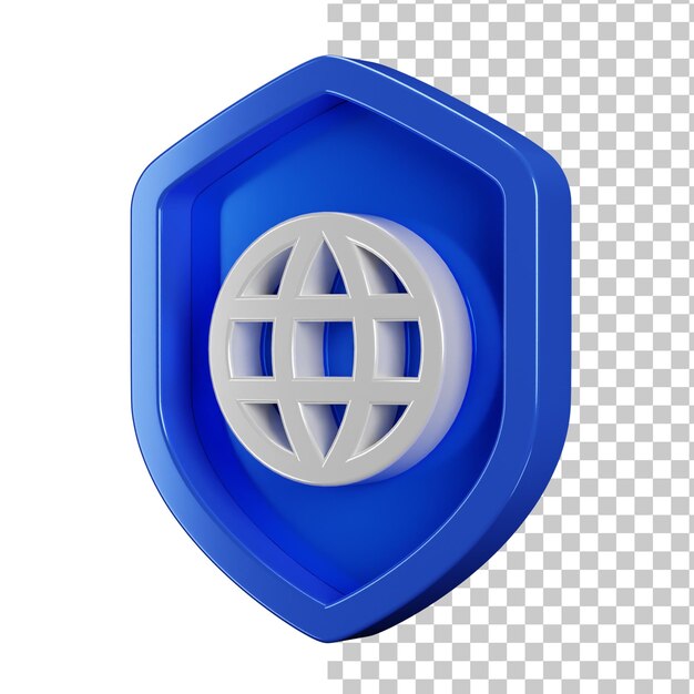 Badge d'icône Web avec conception de bouclier de sécurité bleu en vue 3D