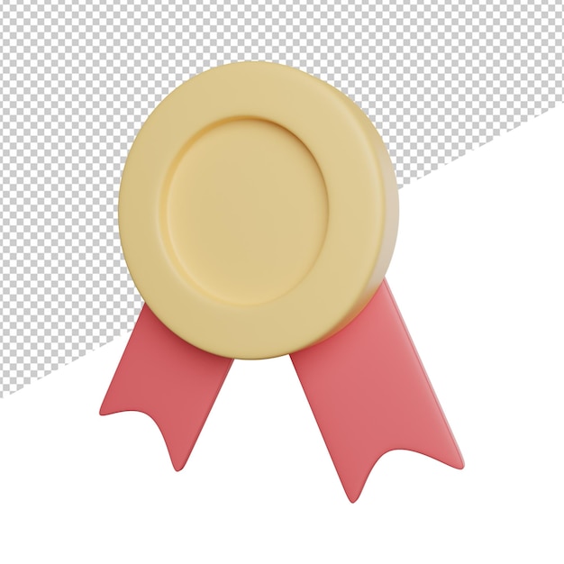 Badge Medal Rewards Seitenansicht 3D-Rendering Icon Illustration auf transparentem Hintergrund