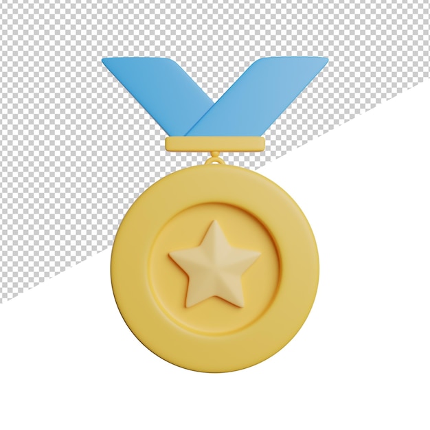 Badge medal rewards vista frontal 3d rendering icono ilustración sobre fondo transparente