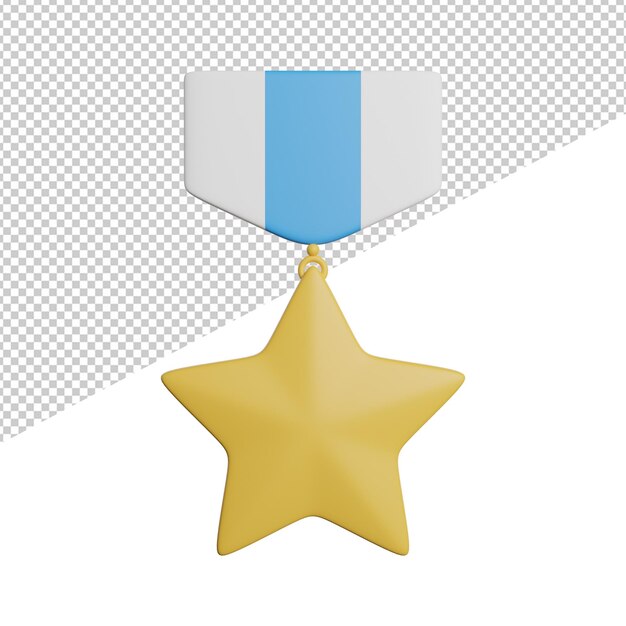 Badge Medal Rewards vista frontal ilustração de ícone de renderização 3d em fundo transparente