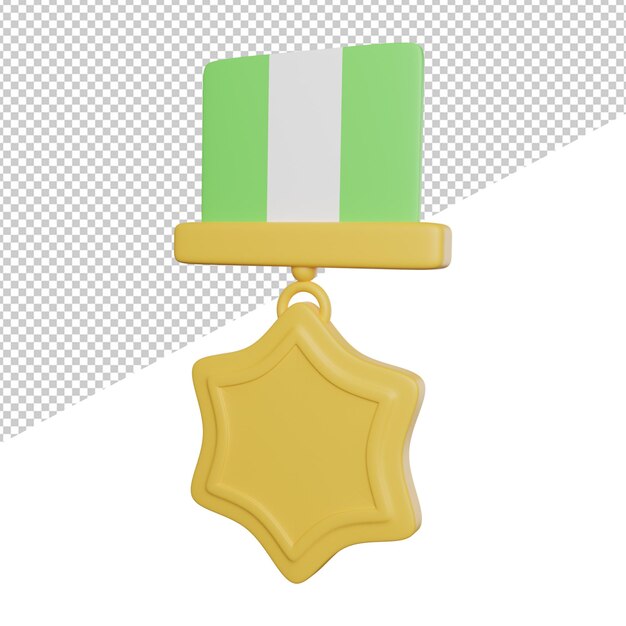 Badge medal rewards vista lateral 3d rendering icono ilustración sobre fondo transparente