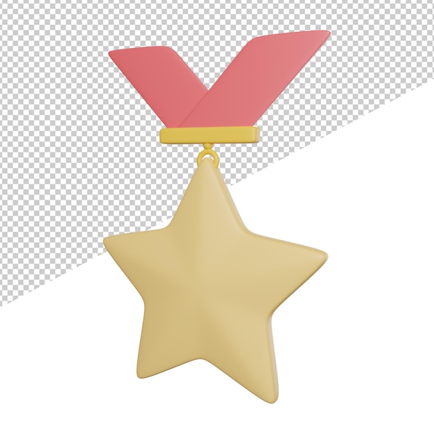 PSD badge medal rewards vista lateral 3d rendering icono ilustración sobre fondo transparente