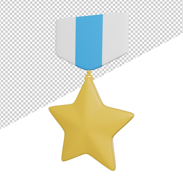 Badge medal rewards vista lateral ilustração de ícone de renderização 3d em fundo transparente