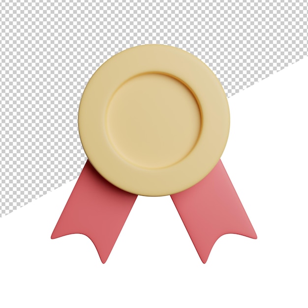 Badge Medal Rewards Vorderansicht 3D-Rendering Icon Illustration auf transparentem Hintergrund