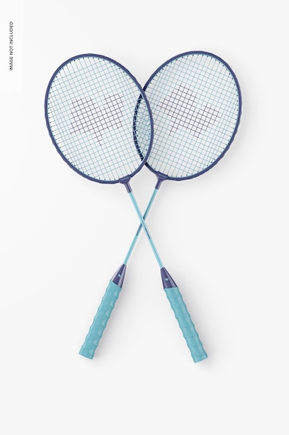 Badmintonschläger mockup, ansicht von oben