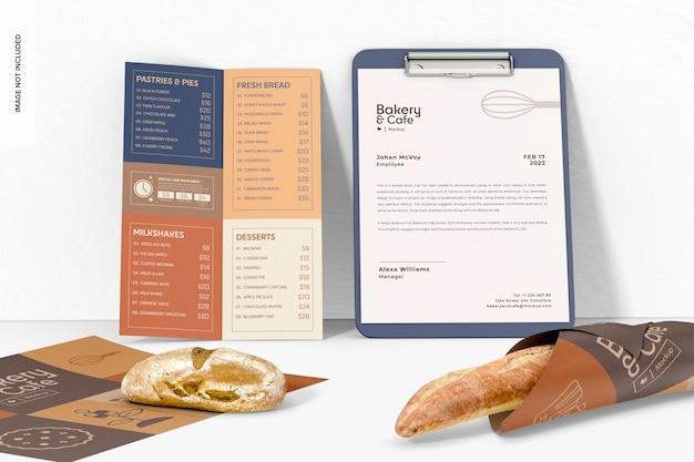 Bäckerei-Briefpapier mit Mockup, Vorderansicht