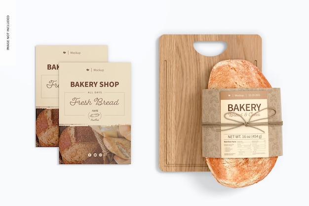 Bäckerei briefpapier mockup, gestapelt