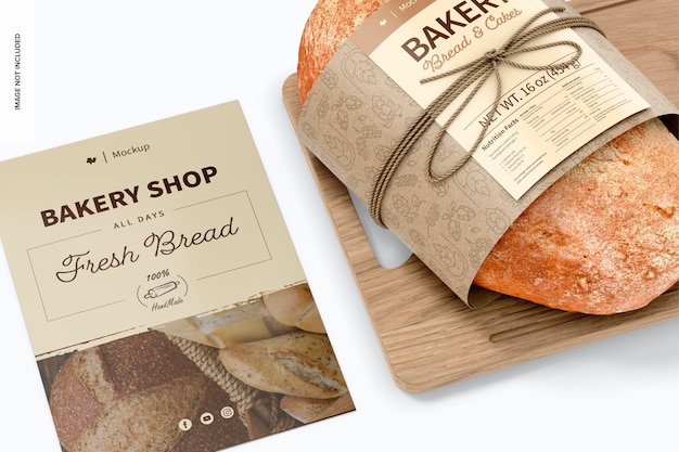 Bäckerei Briefpapier Mockup, Nahaufnahme