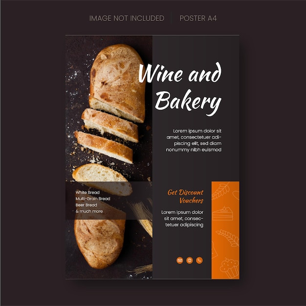 Bäckerei- und wein-social-media-designvorlagenplakat 1