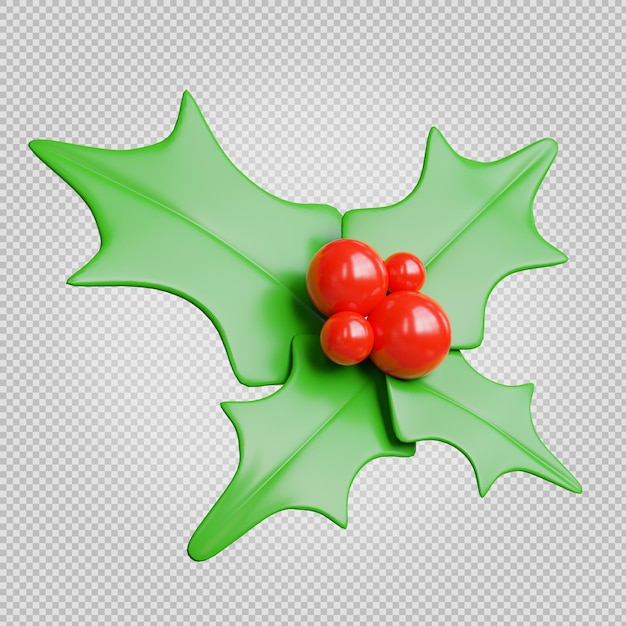 PSD baga com folhas de decoração de natal 3d