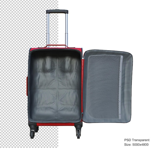 Bagages rouges ouverts rendu 3d isolé