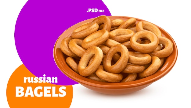 Bagels russos, anéis de pão isolados