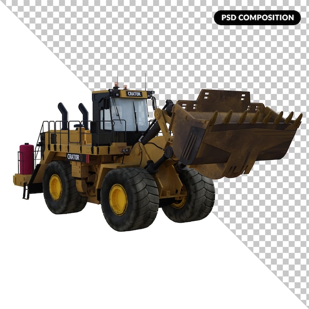 Bagger-LKW isoliert 3D-Rendering