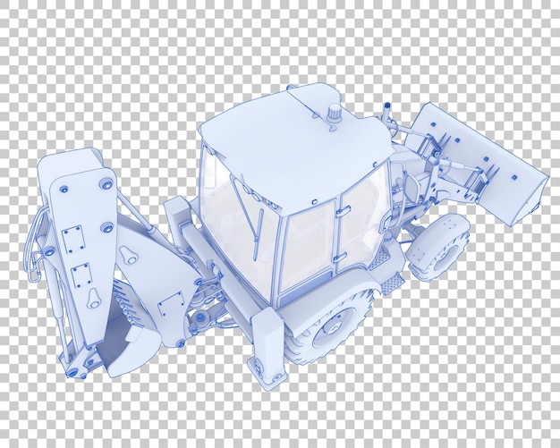 Baggerlader auf transparentem Hintergrund 3D-Darstellung