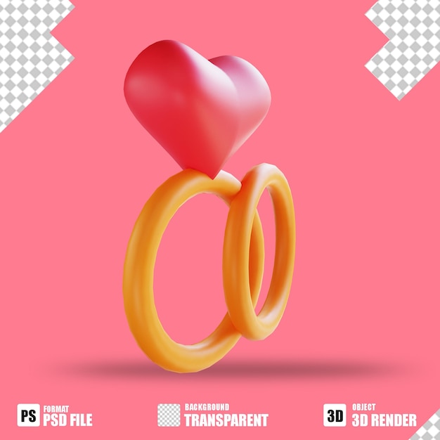 Bague D'amour Icône 3d Parfaite 4 Pour La Saint-valentin