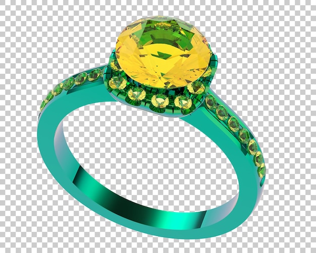 Bague en diamant sur fond transparent illustration de rendu 3d