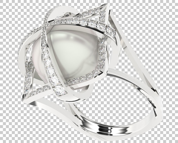 Bague En Diamant Sur Fond Transparent Illustration De Rendu 3d