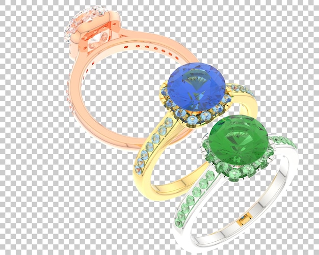Bague de fiançailles sur fond transparent illustration de rendu 3d