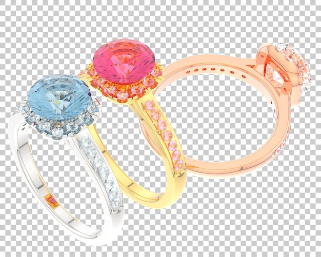Bague de fiançailles sur fond transparent illustration de rendu 3d