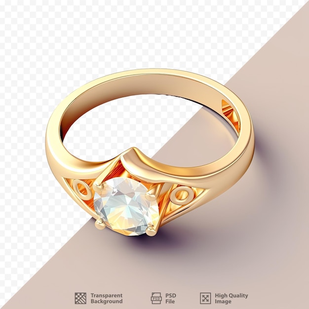 PSD une bague en or avec un diamant dessus