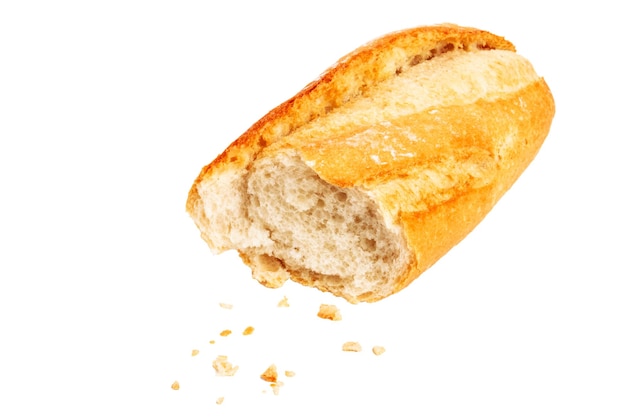 Baguette-Brot in zwei Hälften auf leerem, leeren Hintergrund