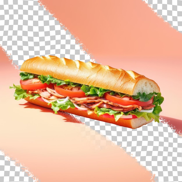 Baguette-sandwich auf transparentem hintergrund