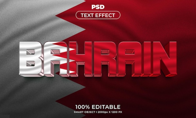 PSD bahrain 3d bearbeitbarer texteffektstil mit hintergrund